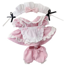 niannyyhouse 15 cm Plys dukketj Maid St Hovedbekldning Kjole Forklde Shorts 6in Doll Dress Up (Pink)