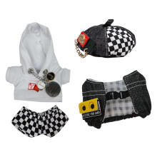 niannyyhouse 10cm Plys dukket?j Sorte og hvide jakkes?t Baretveste H?ttetr?je Bukser Dukketilbeh?r Dress Up