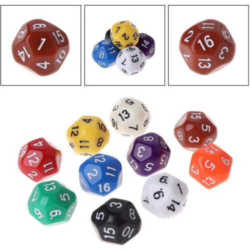 10 Pcs Polyhedral Dice for Dungeons and Dragons 16 Sided Dice Set Polyhedral Dice with Other Table Games with Random Multi Colored Assortment Pla 1