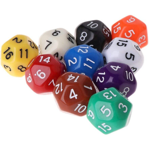 10 Pcs Polyhedral Dice for Dungeons and Dragons 16 Sided Dice Set Polyhedral Dice with Other Table Games with Random Multi Colored Assortment Pla 2