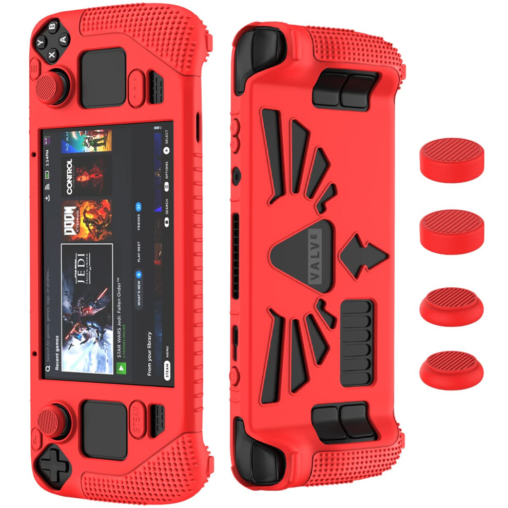 Suihuoji Steam Deck Standing Protective Case Thickening Silicone Accessories Protector Soft Cover Skin Shell With 2 Pairs Thumb Grips Full Protecti 768477302491