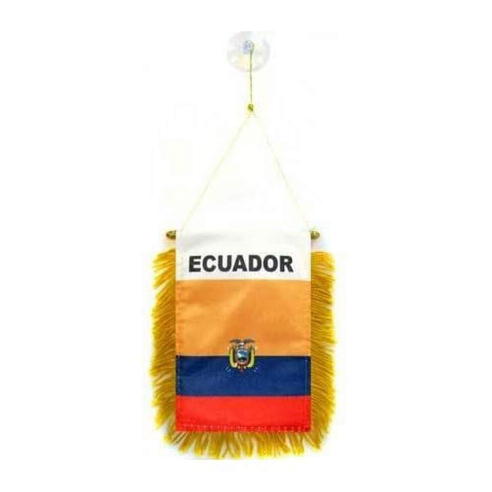 Az Flag Gagliardetto Ecuador 15X10Cm Con Ventosa - Bandierina Per Auto Ecuadoregna 10 X 15 Cm-image