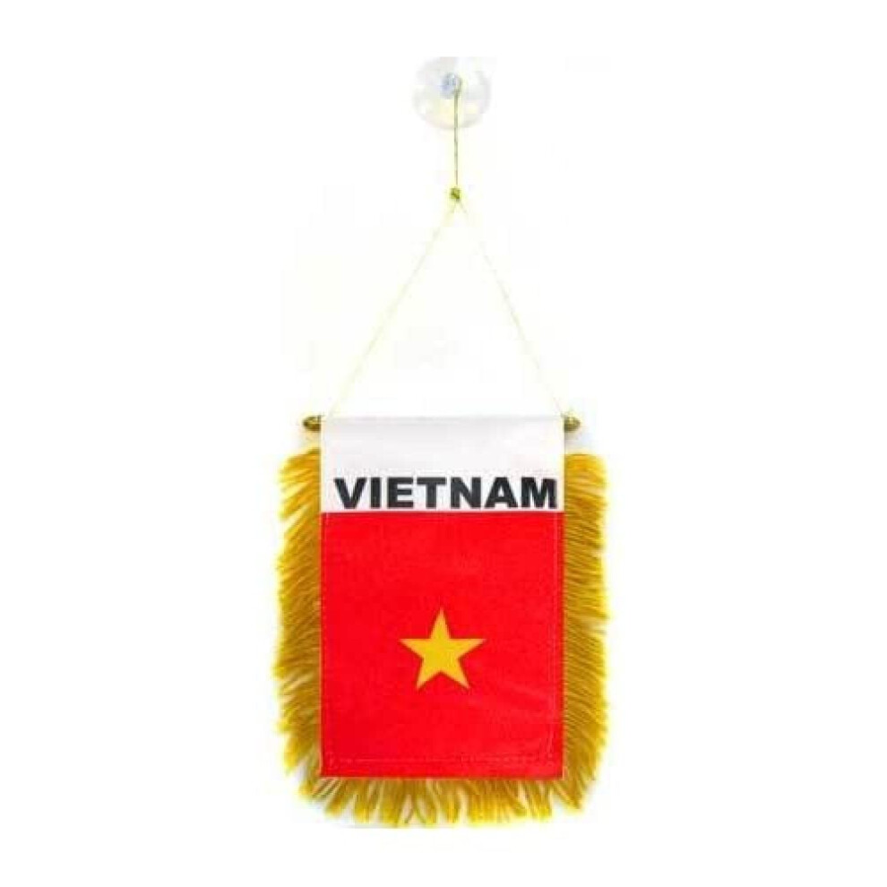 Az Flag Gagliardetto Vietnam 15X10Cm Con Ventosa - Bandierina Per Auto Vietnamita 10 X 15 Cm-image