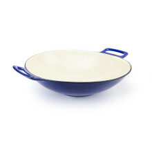 Broil King 69710 Wok zeliwny powlekany porcelana 14 cali, niebieski