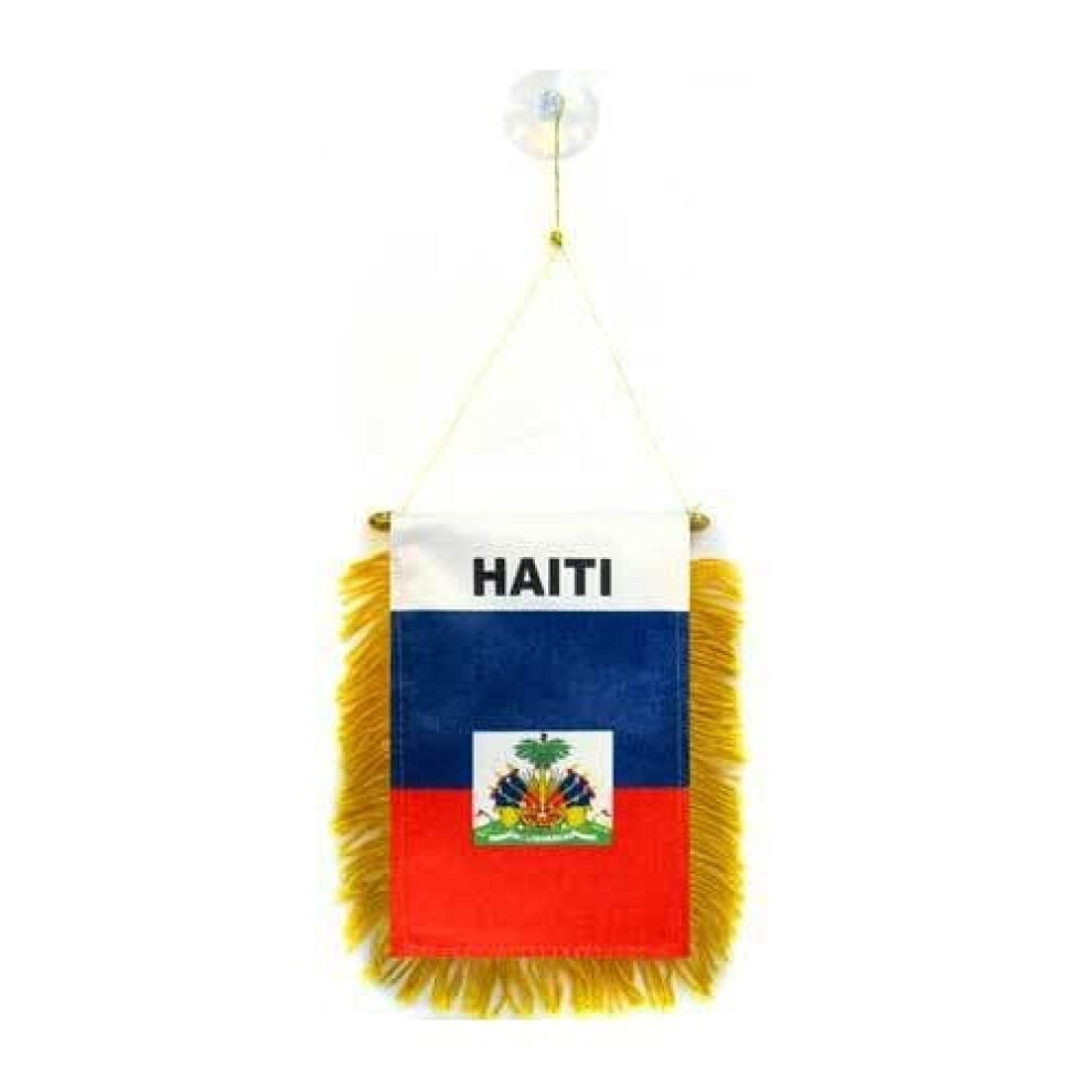 Az Flag Gagliardetto Haiti 15X10Cm Con Ventosa - Bandierina Per Auto Haitiana 10 X 15 Cm-image
