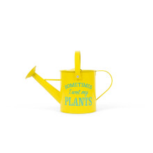 Small Indoor Watering Can - Gardening Gifts for Women -Sometimes I Wet My Plants- 1.6 L - Cute Watering Can for Gardeners - Yellow Galvanized Metal
