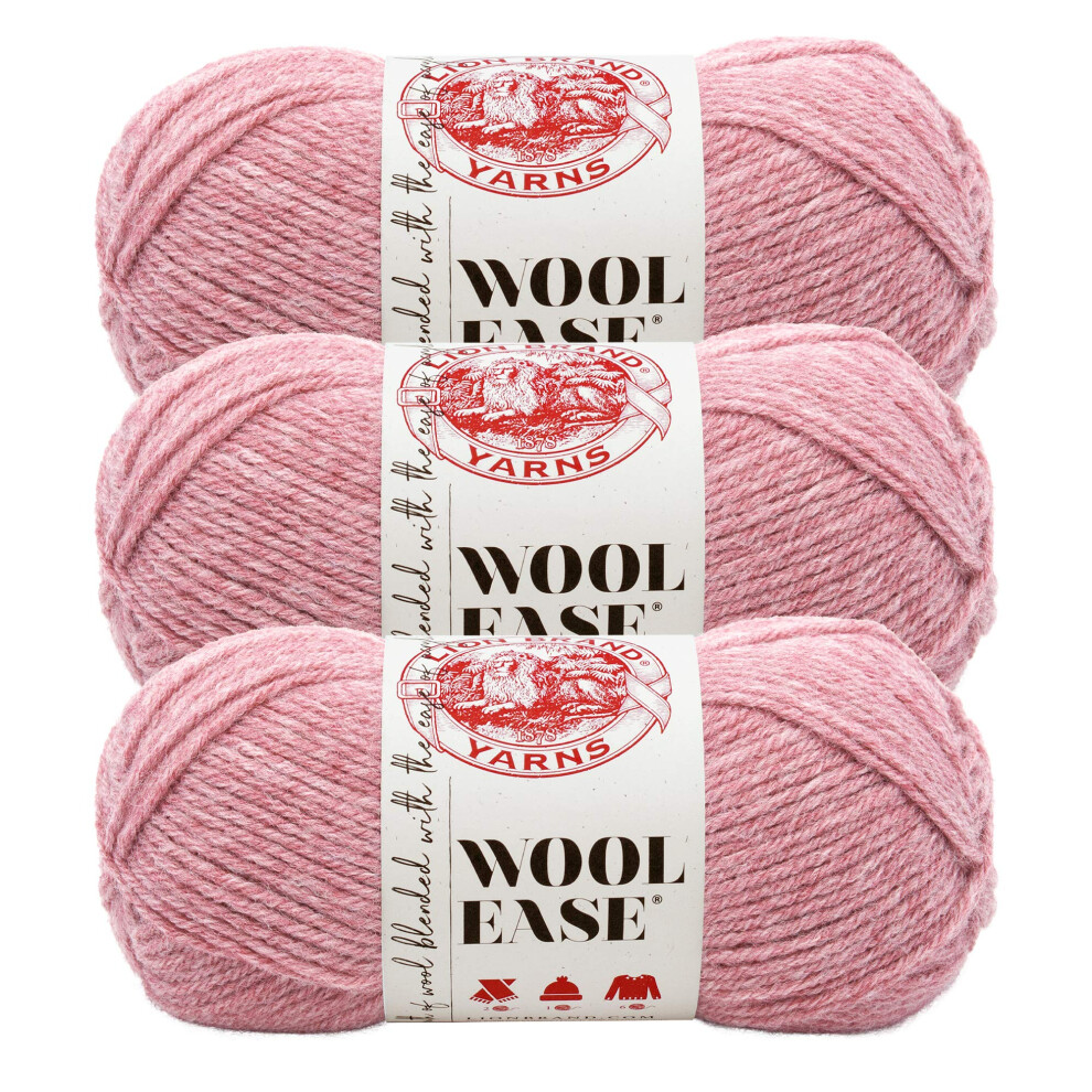 (3 Pack) Lion Brand Yarn Wool-Ease Yarn  Rose Heather