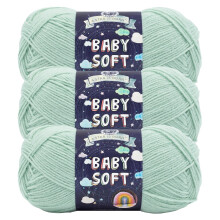 Lion Brand Garn Baby Soft, Baby Garn zum Stricken, Häkeln, Staubgrün, 3er-Pack