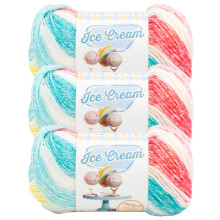 Lion Brand Yarn Ice Cream, Baby Wolle zum Stricken und Häkeln, Funfetti, 3er Pack