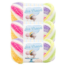 Lion Brand Garn Ice Cream, Baby Garn zum Stricken und Häkeln, Passion Fruit, 3er Pack