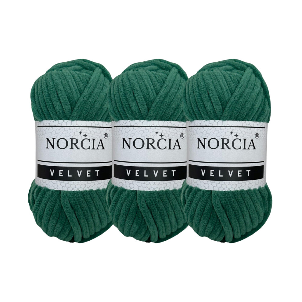 NORCIA Zachte Fluwelen Garens Chenille Garens voor Babydekens en Amigurumi (Jachtgroen)