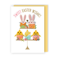 Embellished Sweet Easter Wishes Bunnylicious Treats! Hand-Finished Easter Card