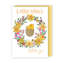 Embellished Easter Wishes Just For You! Floral Wreath Hand-Finished Easter Card