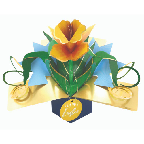 Happy Easter Daffodil Flower 3D Pop Up Easter Greeting Card 1