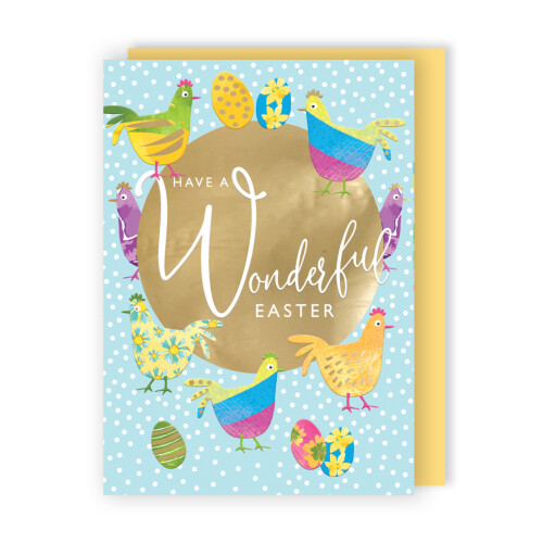 Have A Wonderful Easter Egg-Cellent Chickens Contemporary Easter Greeting Card 2