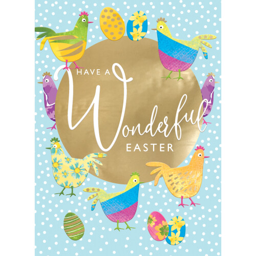 Have A Wonderful Easter Egg-Cellent Chickens Contemporary Easter Greeting Card 1