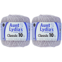 Hilo de crochet cl   sico de la t   a Lydia, tama   o 10, plateado