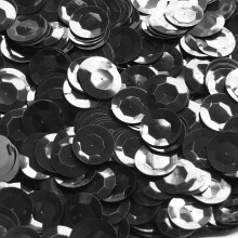 20mm Cup Sequins Extra Large Facet Paillettes. Black Opaque Shiny. Made in USA