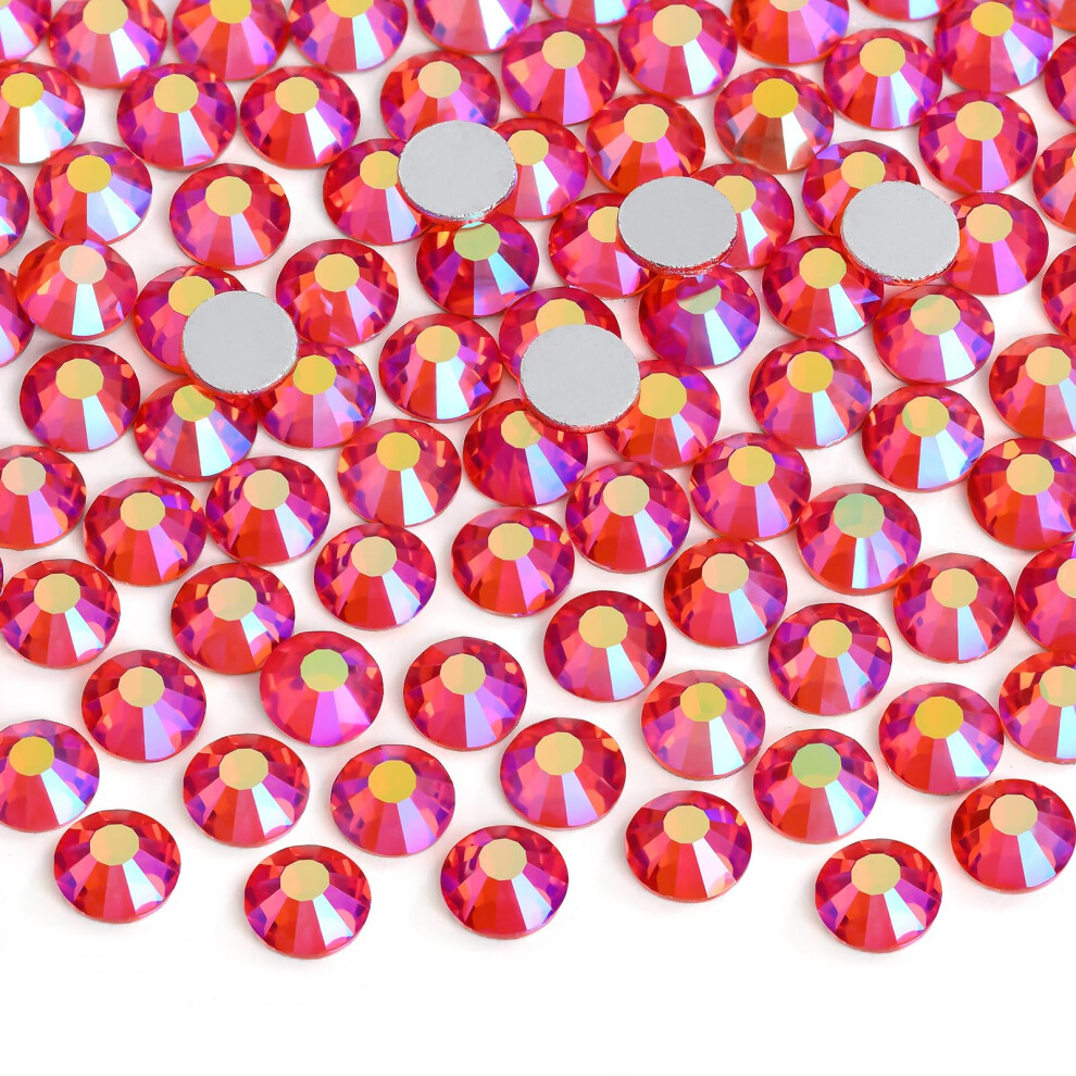 Jollin Lijm Fix Crystal Flatback Rhinestones Glas Diamantes Gems voor Nail Art Kralen Kleding Schoenen(ss10 2880pcs, Rood AB)
