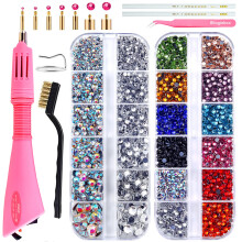 Blinginbox Hotfix Rhinestone Setter  Hot Fix Applicator Tool Bedazzler Kit with Rhinestones  Kit  Hot Fixed Wand for Clothes Clothing Fabric Crafts  4