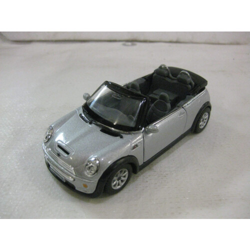 Mini Cooper S Cabriolet grise moul   e sous pression     l'   chelle 1:28 par Kinsmart