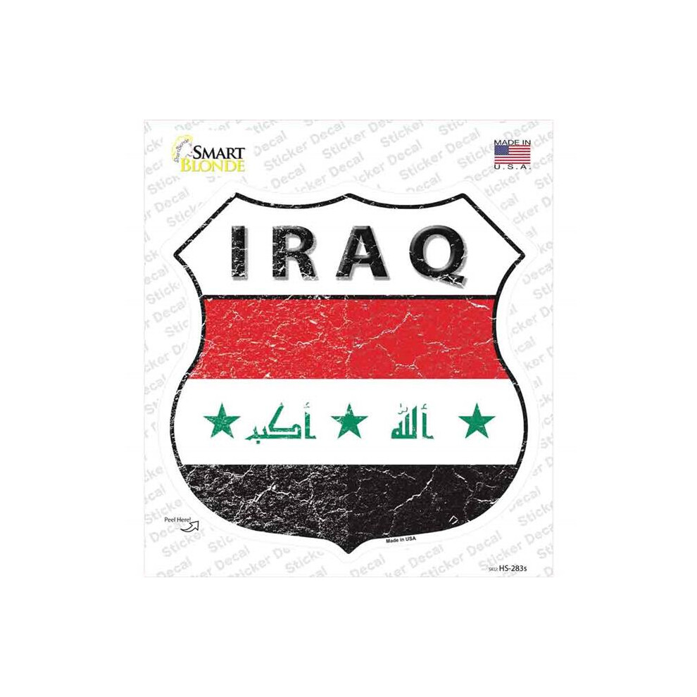 Smart Blonde Hs-283S-M Iraq Flag Novelty Highway Shield Sticker Decal - Medium 792636443923