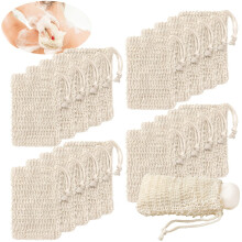 Varku 100 PCS Sacchetto per Sapone in Sisal, Pouch Esfoliante in Cotone-Lino per Schiuma e Asciugatura