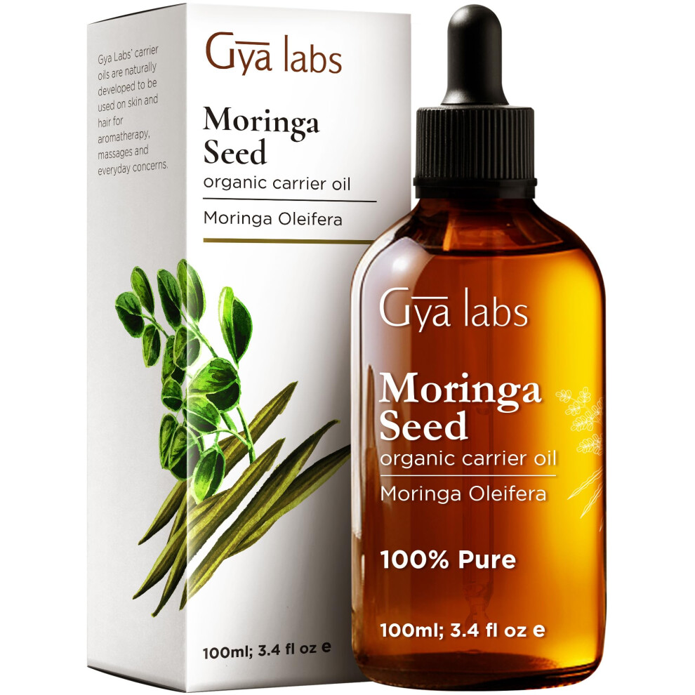 Gya Labs Olio Di Semi Di Moringa Biologico (100Ml) - Puro, Grado Terapeutico - Perfetto Per Idratare La Pelle Secca, Volumizzare I Capelli E Diluire Gli Oli Essenziali - Utilizzare Su Pelle E Capelli-image