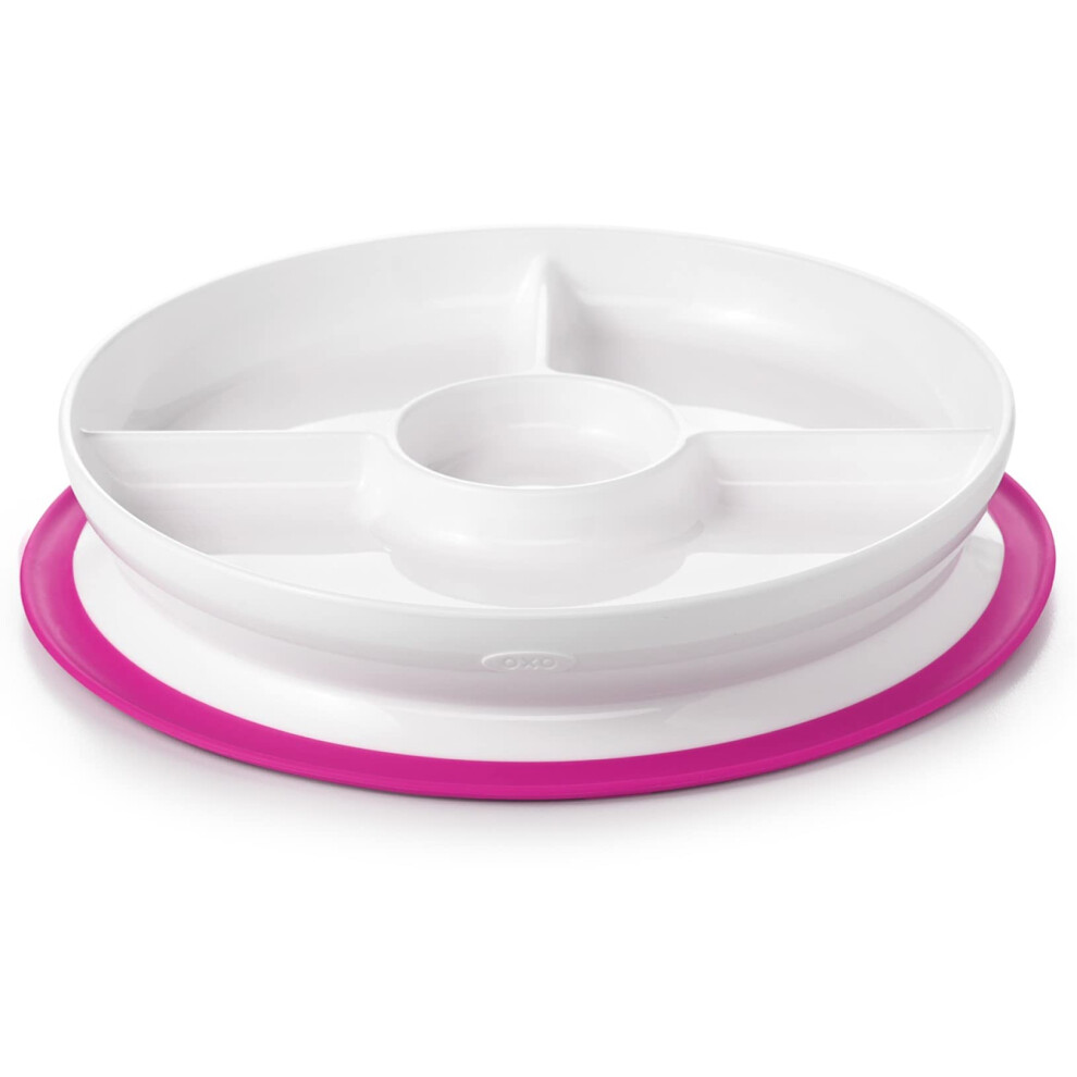 Oxo Tot Stick & Stay Suction Divided Plate - Pink