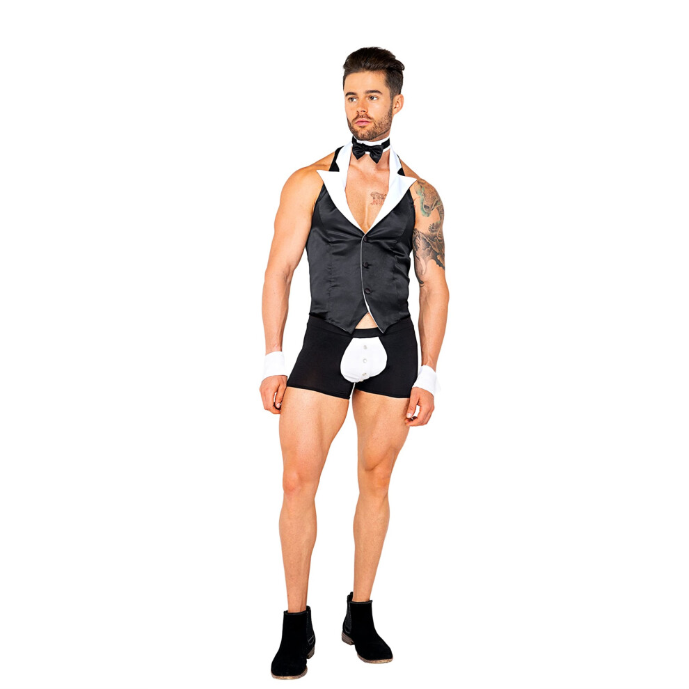Costume Roma pour homme, 4 pi  ces, majordome, costume Beefcake, noir/blanc, taille S