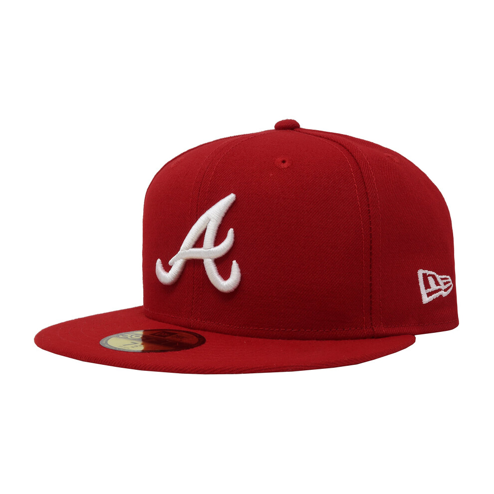 New Era Atlanta Braves Mlb Basic 59Fifty Hat Adult 7 5/8 Red/White