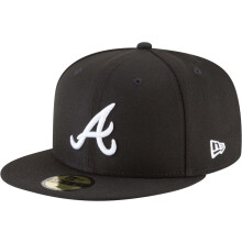 Gorra de b   isbol New Era 59Fifty MLB b   sica de los Atlanta Braves, ajustada en blanco y negro (18 cm)