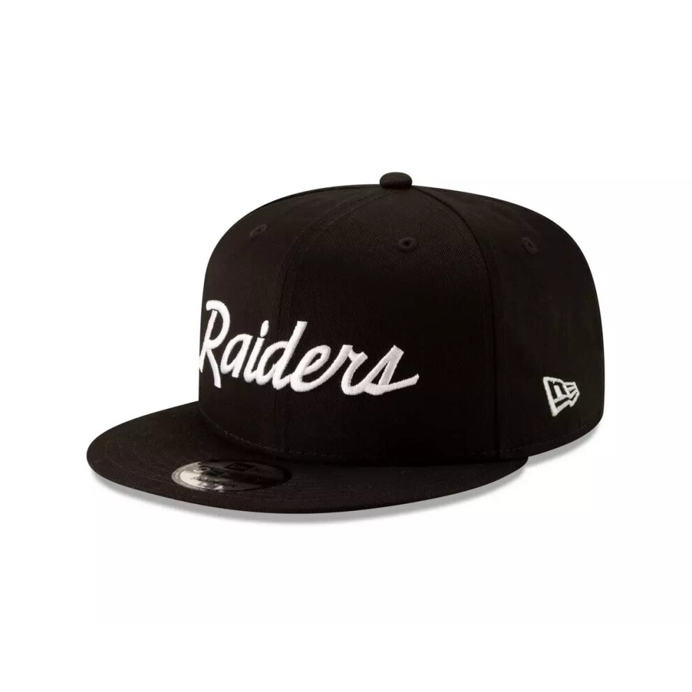 New Era Mens Nfl 9Fifty Adjustable Snapback Hat Cap One Size Fits All (Las Vegas Raiders Script Logo)