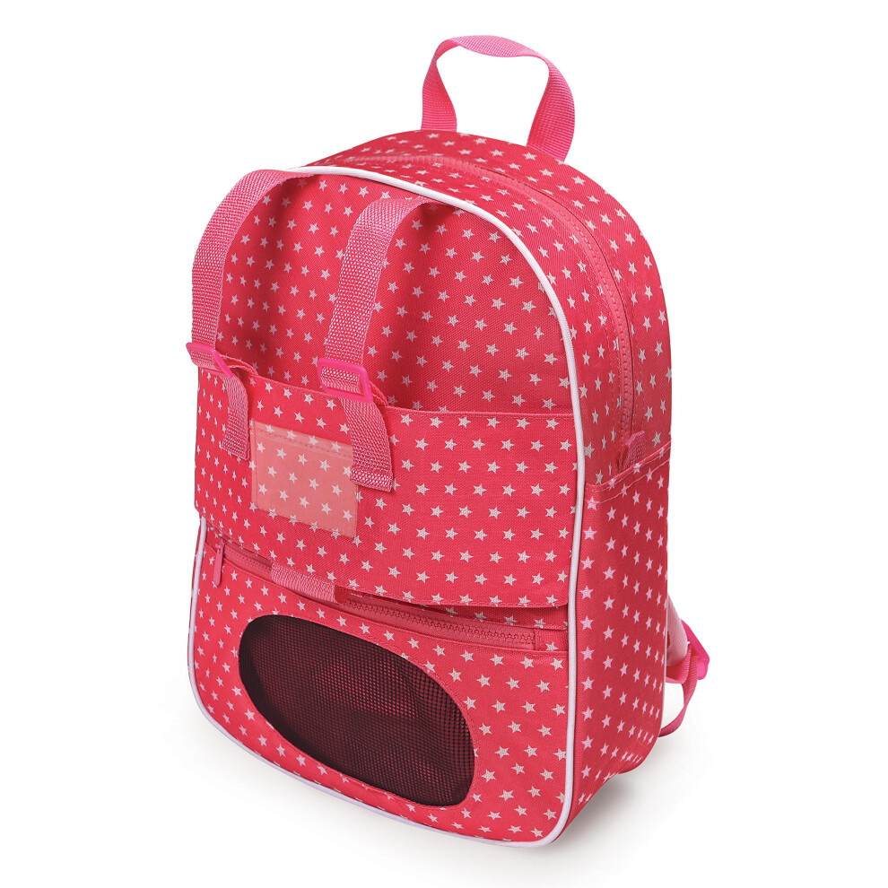 Photos - Doll Accessories Badger Basket Toy Doll Travel Backpack with Plush Friend Compartment for 18 inch Dolls - Pink/Star