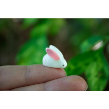 Mini Terrario Conejo, Miniatura de Conejo Blanco con Oreja Rosa, Muñecas Jardín de Hadas (5 PCS)
