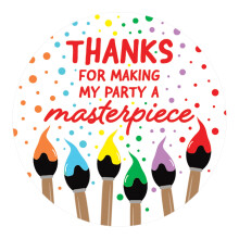 Art Birthday Party Thank You Labels Paint Party Decorations - 40 Stickers