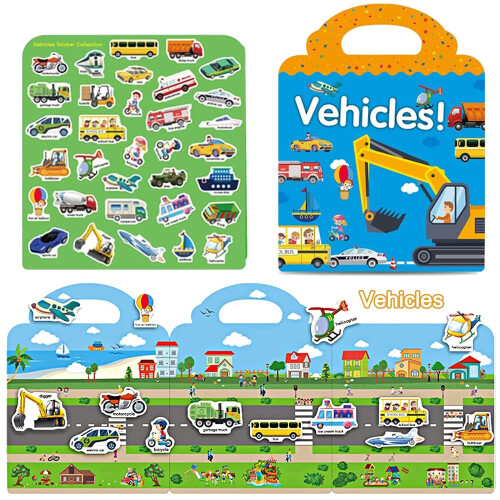 Wiederverwendbare Aufkleberbcher fr Kinder 4 Sets Reise entfernbar 1