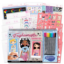 Il set di schizzi Fashion Angels Fashionista include un blocco da disegno con stencil e adesivi. Libro da disegno di design di moda per ragazze.