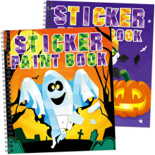 2PCS Halloween Crafts for Kids Ages 4-8 Sticker Paint Books Includes Pumpkin Mummy Witch Monster and More Designs Gift Party Create 20 Pictures(Sticke
