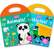 2 Sets Portable Jelly Quiet Busy Sticker Book Vehicle & Animal Reusable Sticker Books for Kids Toddler Sticker Activity Book Preschool Learning