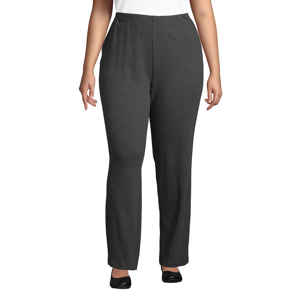 Lands End Women s Sport Knit Pants Dark charcoal Heather Tall Large