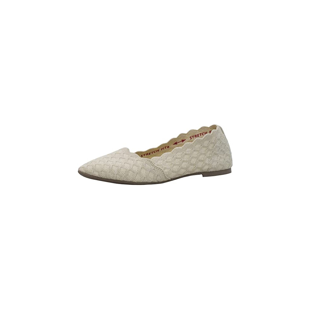 Skechers Women's Cleo-Scalloped Knit Skimmer Ballet Flat Natural 6.5