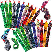 WhistenFla 16Pcs Snake Slap Bracelets Reptile Party Favors Snake Snap Bracelet Fuzzy Animal Slap on Bracelet for Kids Reptile Birthday Party Sup