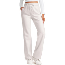 CRZ YOGA Cotton Fleece Lined Sweatpants Women 30 Straight Leg Casual Lounge Sweat Pants for Women Milky White (Bone) XX-Small