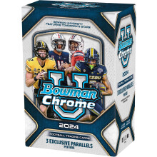 Scatola di valore sigillata in fabbrica con maglie da football cromate Bowman University 2024 - Set di squadre universitarie