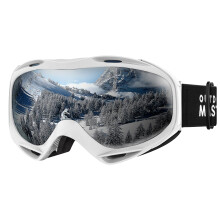 OutdoorMaster OTG Skibriller - Overbriller Ski-/snowboardbriller til m?nd, kvinder og unge - 100 % UV-beskyttelse (hvid stel + VLT 10 % gr? linse