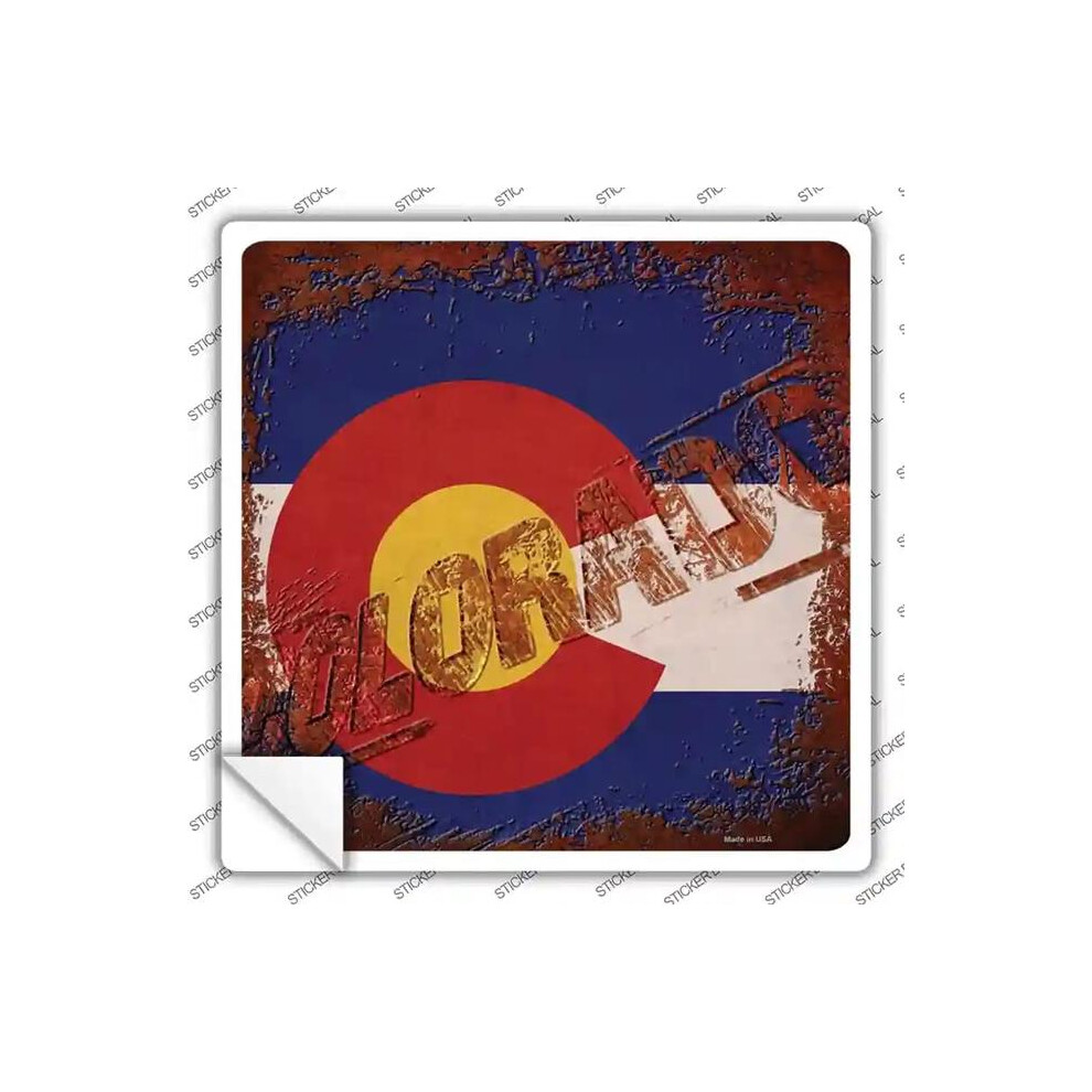 Smart Blonde Sq-948S-L Colorado Rusty Stamped Novelty Square Sticker Decal - Large 792636465758