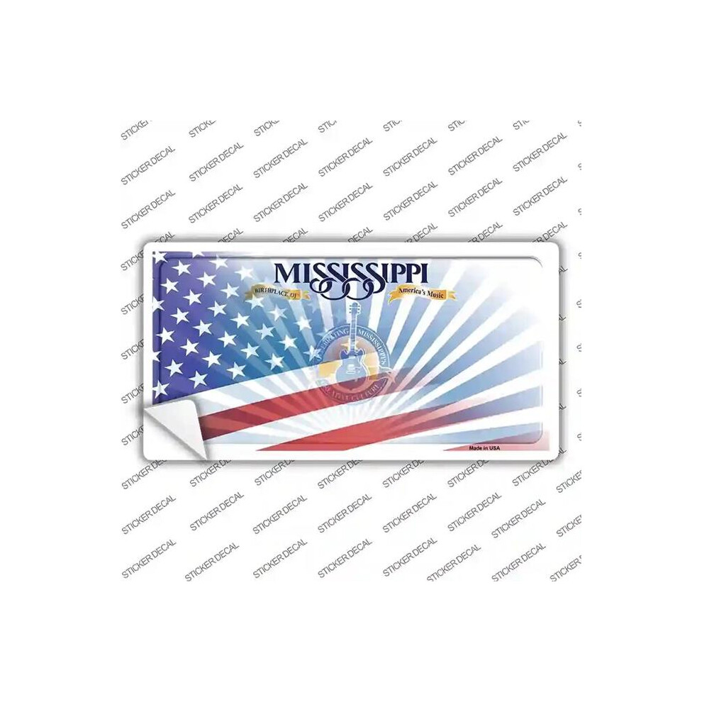 Smart Blonde Lp-12476S-L Mississippi Half American Flag Novelty Sticker Decal - Large 792636485459