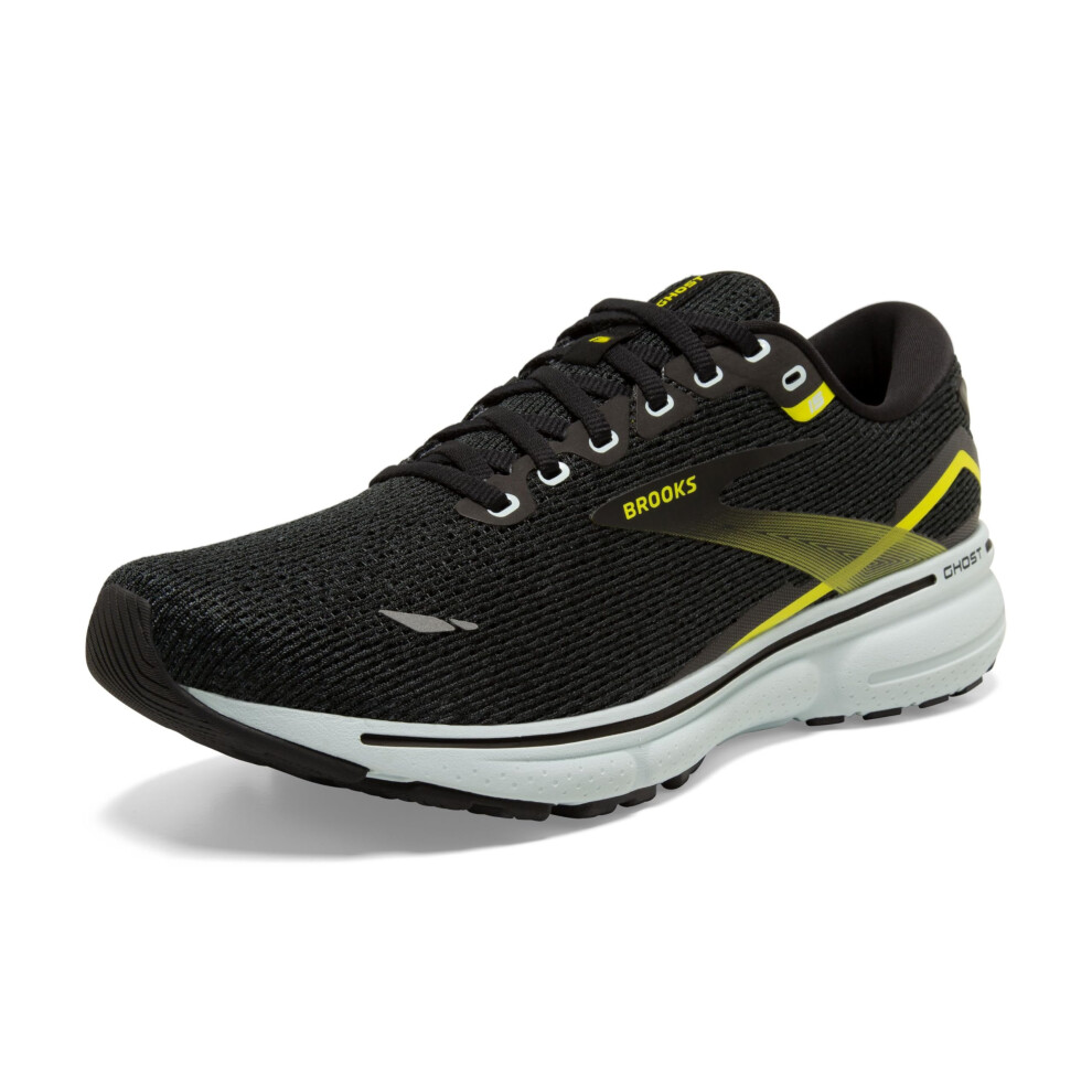 Brooks Men's Ghost 15 Neutral Running Shoe - Black/Ballad Blue/Sulphur - 8 Medium