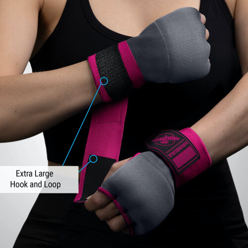 Hayabusa Quick Gel Boxhandschuhe, Gr      e S, Grau/Pink 2